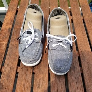 Sperry Top Sider Boat Deck Shoes Gray Canvas  Sz 10